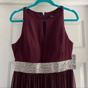 R&M Richards Burgundy Prom Dress with Jumper